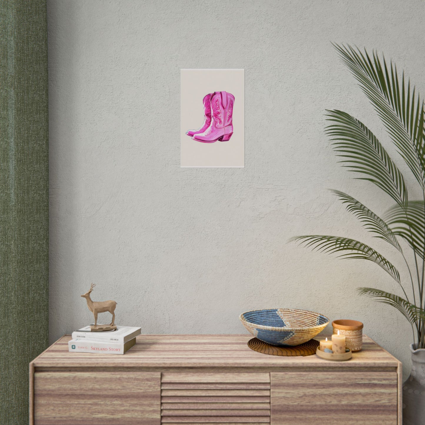 Pink Cowgirl Boots Wall Art Rolled Poster