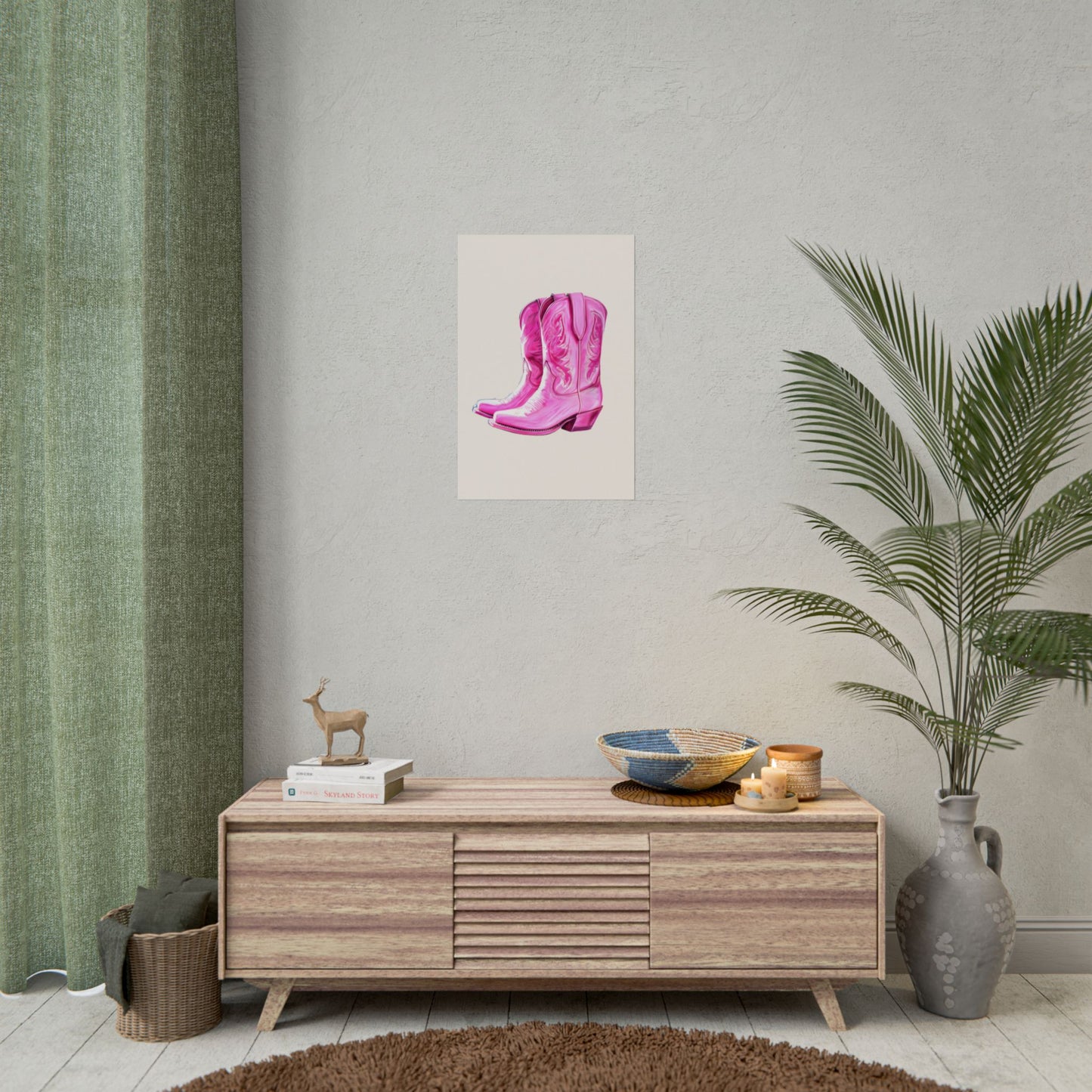 Pink Cowgirl Boots Wall Art Rolled Poster