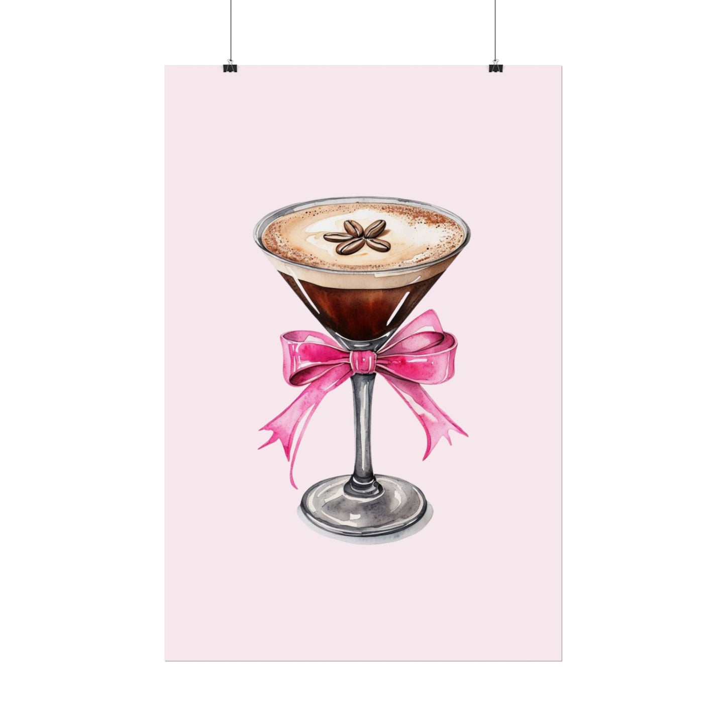Cute Pink Bow Espresso Martini Inspired Rolled Posters