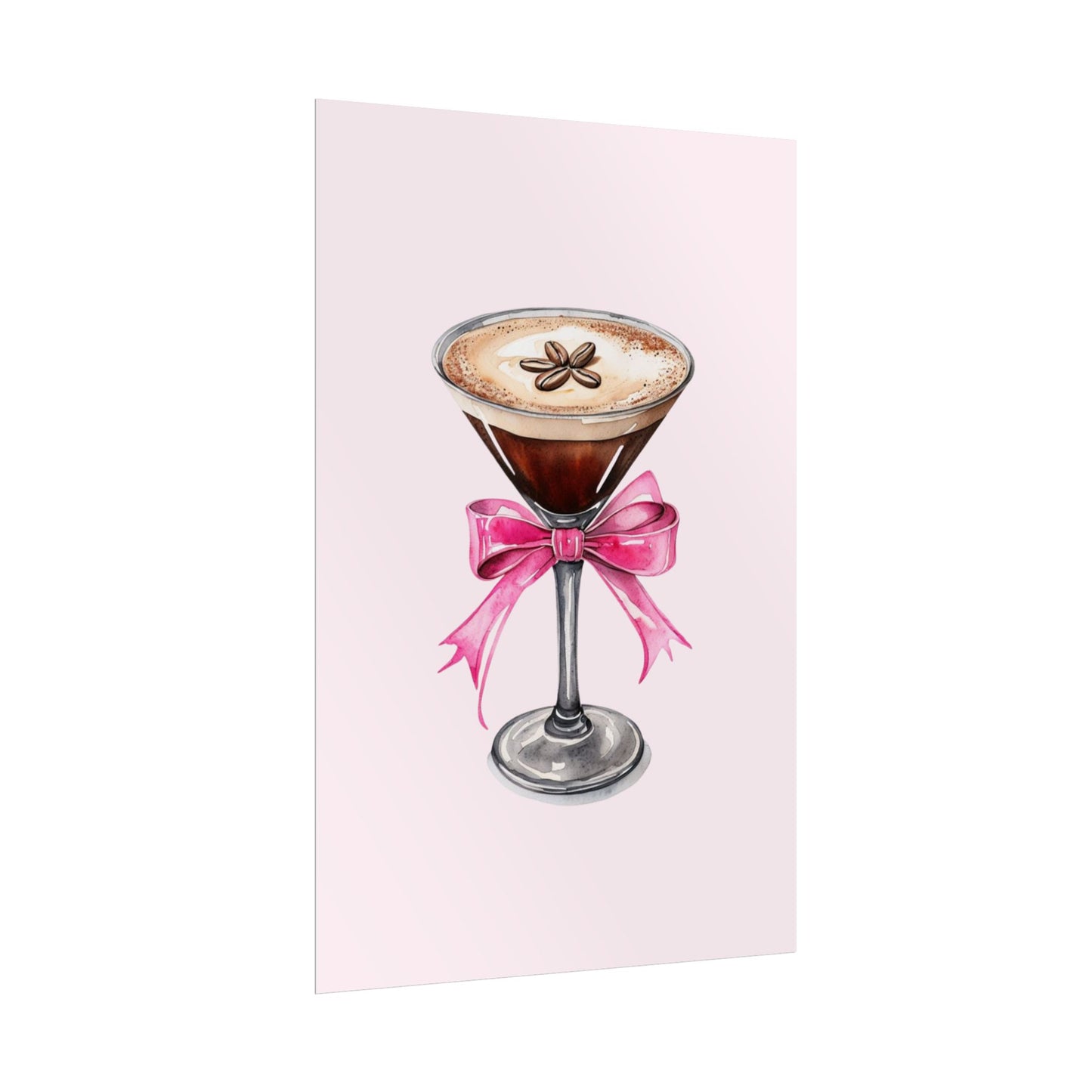 Cute Pink Bow Espresso Martini Inspired Rolled Posters