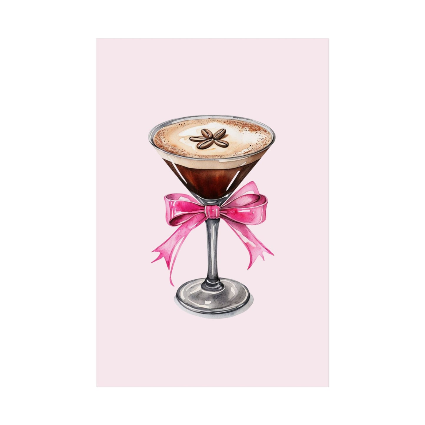 Cute Pink Bow Espresso Martini Inspired Rolled Posters