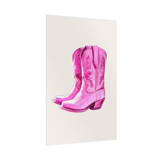 Pink Cowgirl Boots Wall Art Rolled Poster