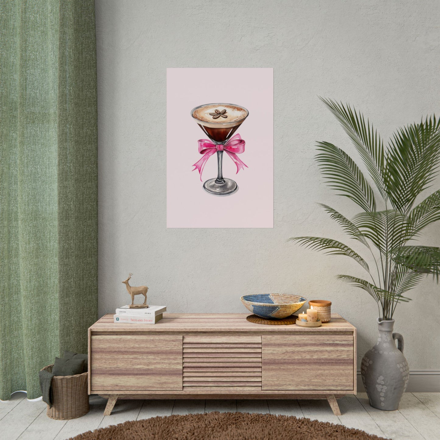 Cute Pink Bow Espresso Martini Inspired Rolled Posters