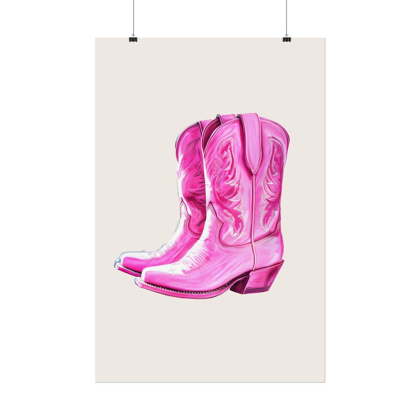 Pink Cowgirl Boots Wall Art Rolled Poster